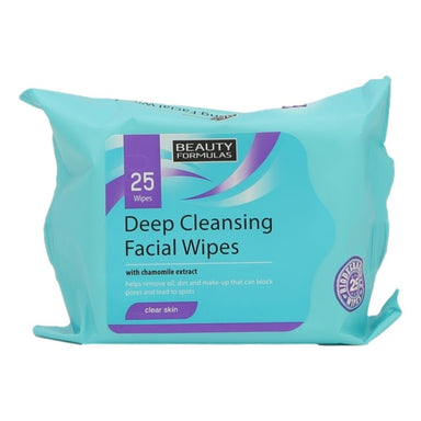 Beauty Formulas Facial Wipes 25's Deep Cleansing - Intamarque - Wholesale 5012251009362