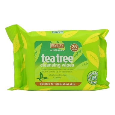 Beauty Formulas Facial Wipes 25's Tea Tree - Intamarque - Wholesale 5012251011860