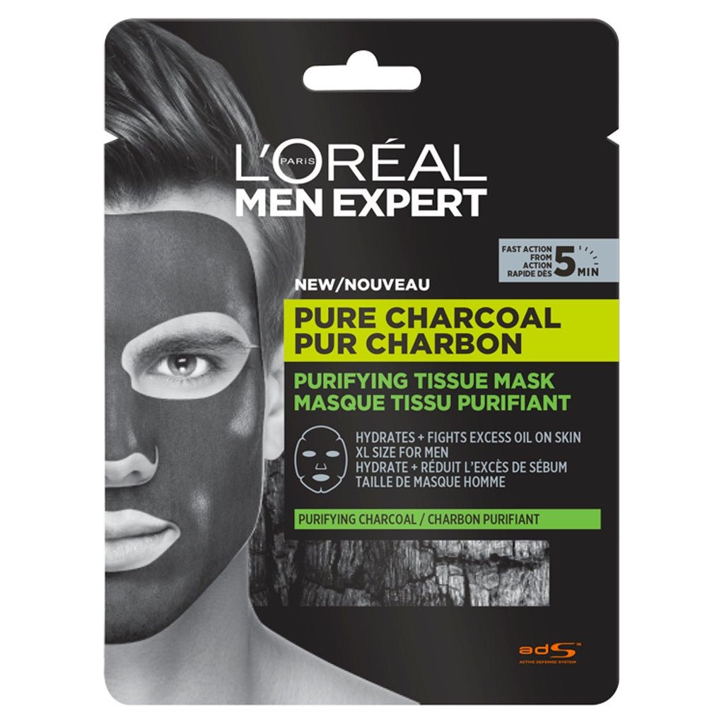 L'Oreal Men Expert Tissue Mask Charcoal - Intamarque 3600523704385