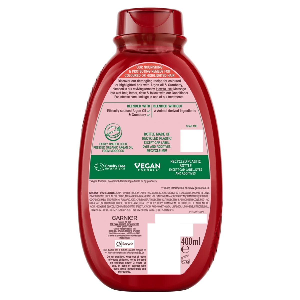 Garnier Ultimate Blends Core Argan & Cranberry Shampoo 400ml - Intamarque 3600542463089