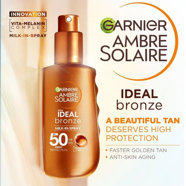 Garnier Ambre Solaire Ideal Bronze Milk In Spray Spf50 150Ml New! - Intamarque - Wholesale 3600542572743