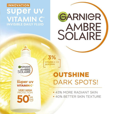 Garnier Ambre Solaire Super Uv Vitamin C Invisible Daily Fluid Spf 50+ 40Ml New! - Intamarque - Wholesale 3600542573757