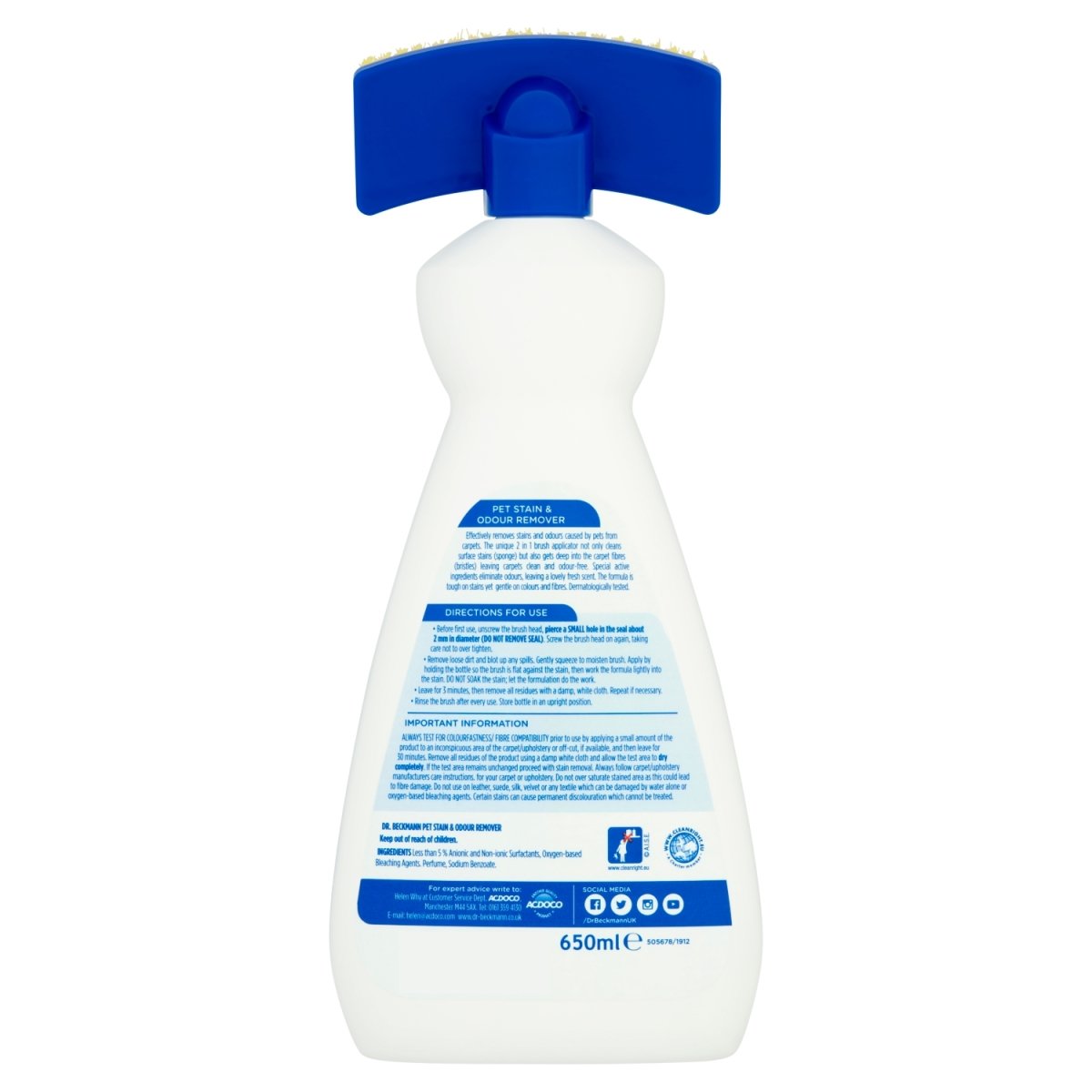 Dr. Beckmann Carpet Pet Stain and Odour Remover - 650ml