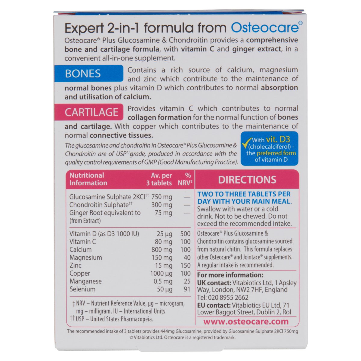 Osteocare Plus Glucosamine 60 - Intamarque - Wholesale 5021265227471