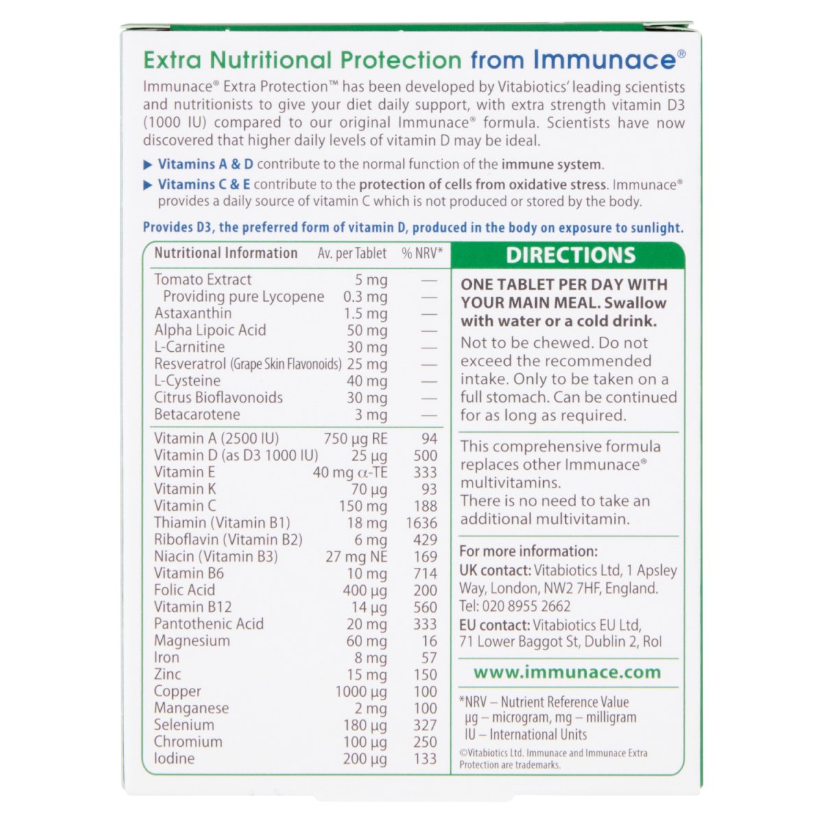 Immunace Extra Protection 30 - Intamarque - Wholesale 5021265243341