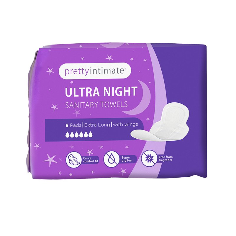 Pretty Intimate Ultra Night 8 Sanitary Towels - Intamarque - Wholesale 5031413915815