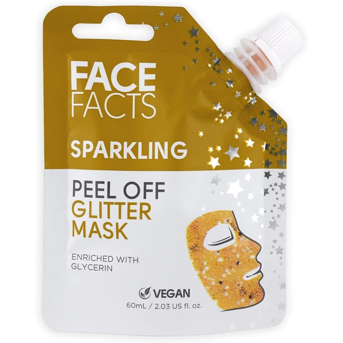 Face Facts Glitter Peel off Mask - Sparkling Gold, 5031413920215