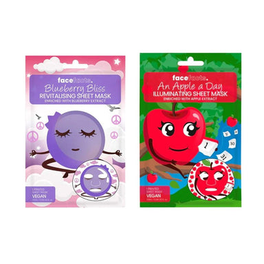 Face Facts Printed Sheet Masks - Blueberry Bliss & An Apple A Day - Intamarque - Wholesale 5031413929140