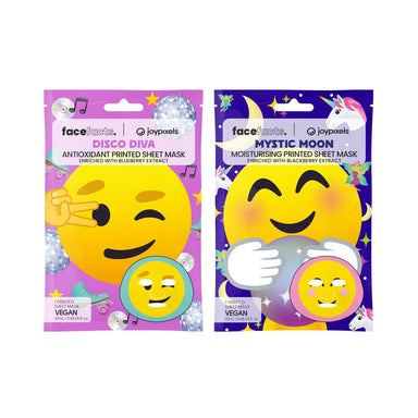 Face Facts Joypixels Printed Sheet Masks- Disco Diva & Mystic Moon - Intamarque - Wholesale 5031413932997