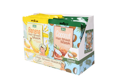 XHC Hair Mask Sheets - Coconut - Mixed case (12 Banana & 12 Coconut) - Intamarque 5060120173324