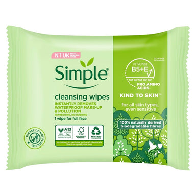 Simple Cleansing Face Wipes 25s new biodegradable pack - Intamarque - Wholesale 8720181209444