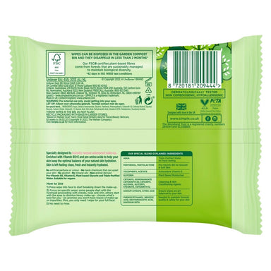 Simple Cleansing Face Wipes 25s new biodegradable pack - Intamarque - Wholesale 8720181209444
