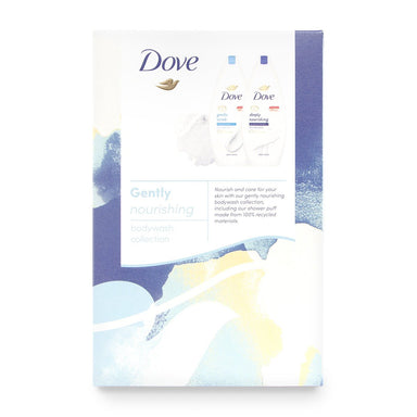 Dove Bodywash collection - Deeply Nourishing BW 225ml, Gentle Scrub BW 225ml & Shower Puff - Intamarque - Wholesale 8720182315663
